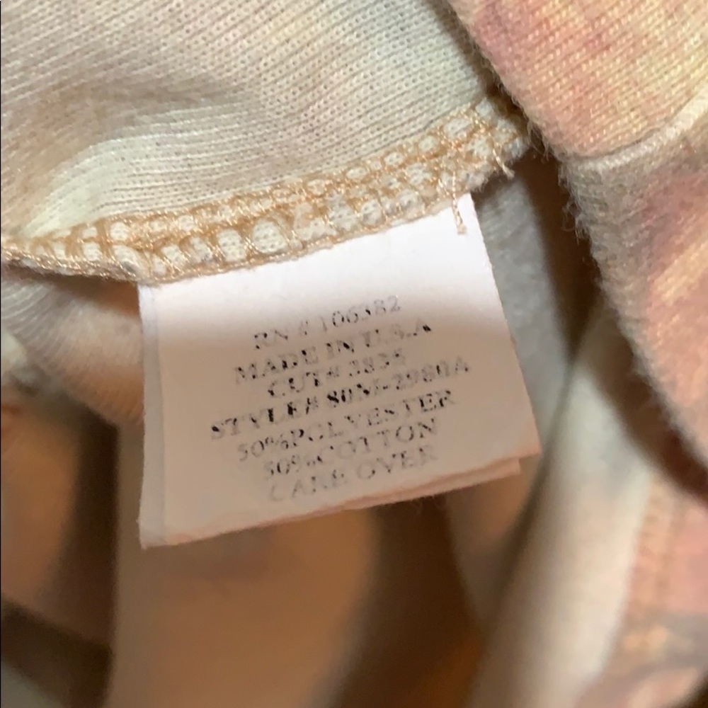 ONE WORLD PALE SAGE/PINK SZ XL V NECK TEE COT/POLY - Picture 6 of 6
